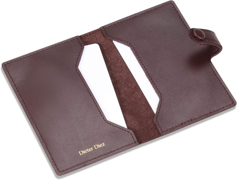 HISCOW Minimalist Thin Bifold Card Holder - Italian Calfskin (Dieter Diez, Coffee) - Image 1